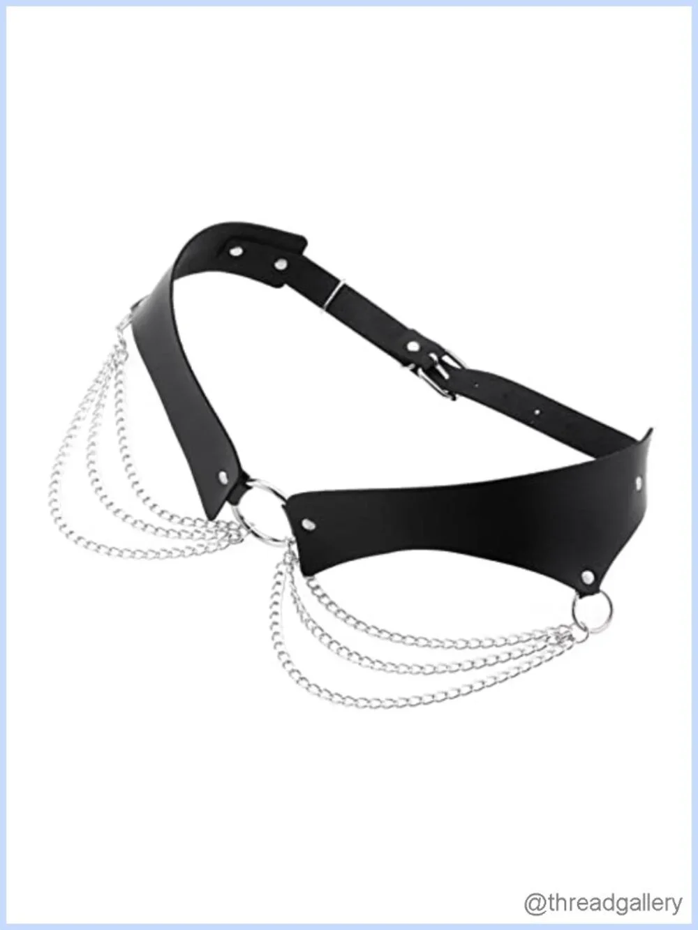 Women Faux Leather Punk Chain Waist Belt Goth Layered Body Belt